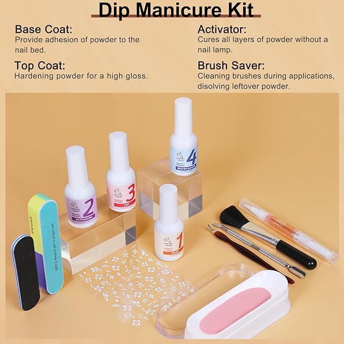 LAVENDER VIOLETS Dip Powder Nail Kit - 36 Colors Brown Green Blue Reflective Glitter with Dipping Powder Liquid Set and Nail Art Tool for Home Salon B5X1