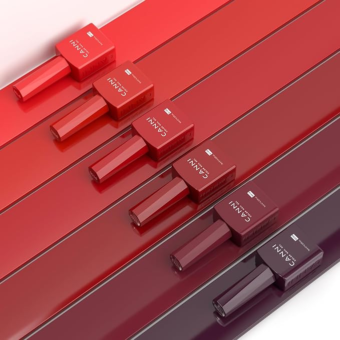 CANNI Red Gel Nail Polish Set - 6 Colors 9ML Red Collection Popular Dark Red Burgundy Gel Polish Kit Nail Art Design Soak off UV LED Nail Gel DIY Manicure All Seasons Nail Salon