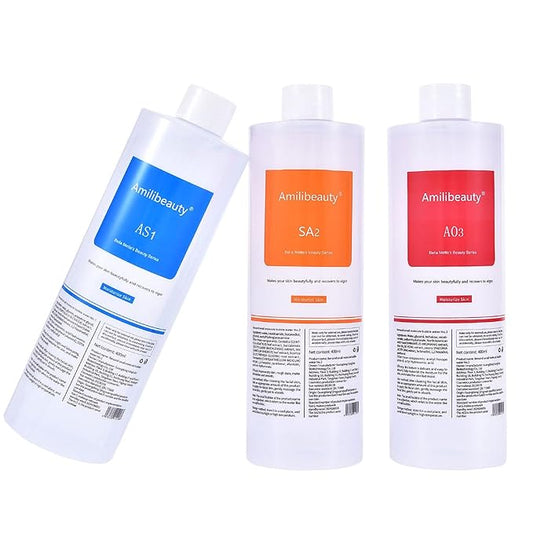 Serums AS1 SA2 AO3, 400ml Peeling Solution Salon Skin Scrub, Facial Cleansing Moisturizing Skin Care, for Small Bubble Skin Care Facial Mask Machine, Ideal Gift for Women