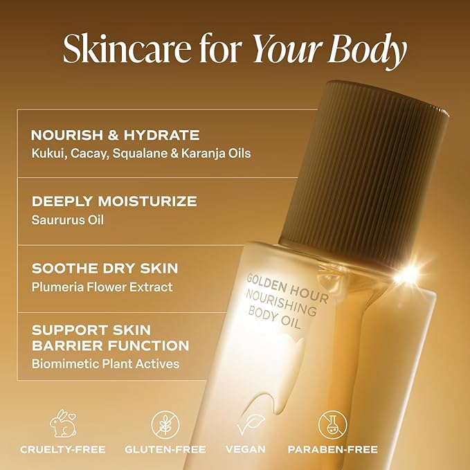 Saltair Body Oil. Luxurious Golden Hour After Shower and Bath Oil Moisturizer for Women. Botanical, Non-Greasy, and Well-Absorbing Lotion for Hydrating Dry Skin. 4oz Pump Bottle