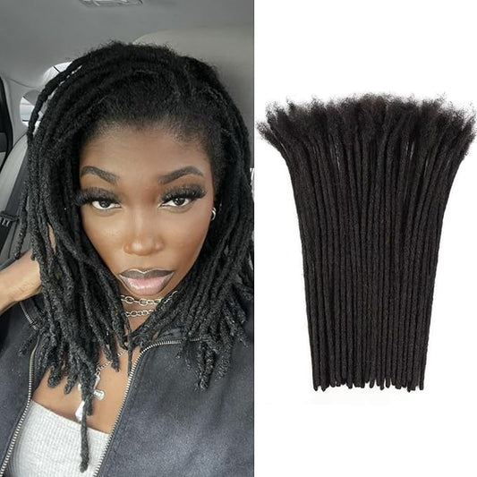 4 Inch Loc Extensions Human Hair 0.4cm Thickness 100 Strands 100% Full Handmade Permanent Dreadlock Extensions Real Human Hair For Women Men Kids Can Be Dyed Bleached Curled (Width 0.4cm Natual Black)