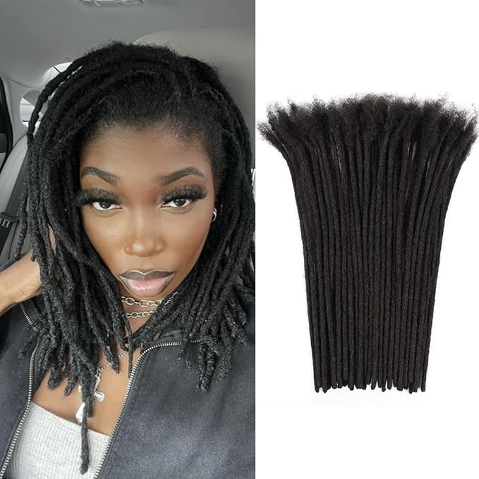 4 Inch Loc Extensions Human Hair 0.4cm Thickness 30 Strands 100% Full Handmade Permanent Dreadlock Extensions Real Human Hair For Women Men Kids Can Be Dyed Bleached Curled (Width 0.4cm Natual Black)