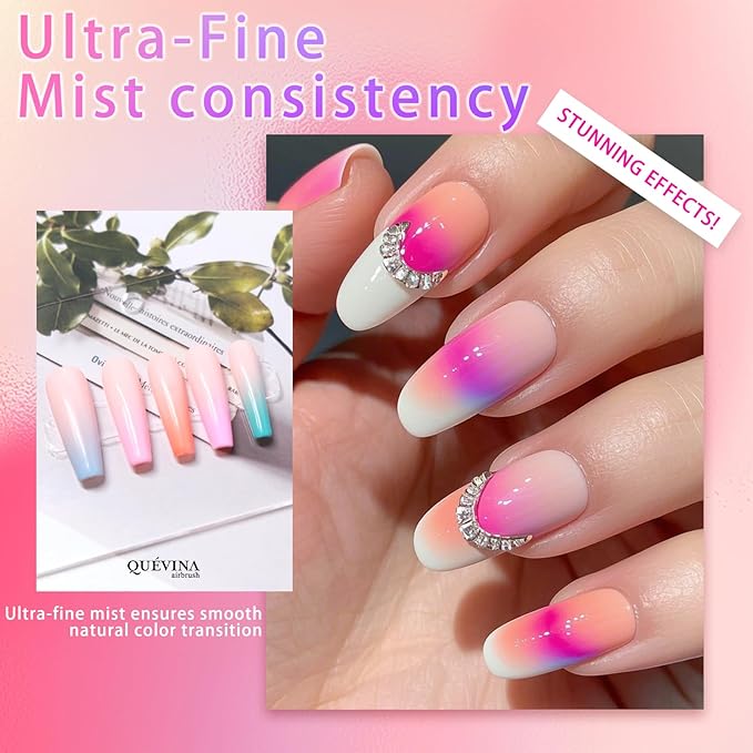 QUEVINA 28 Hot Colors Airbrush Gel Nail Polish Set – Safe, Odorless Formula for Stunning Nail Art – No Dilution Needed, Long-Lasting & Vibrant Shades 28X15ml