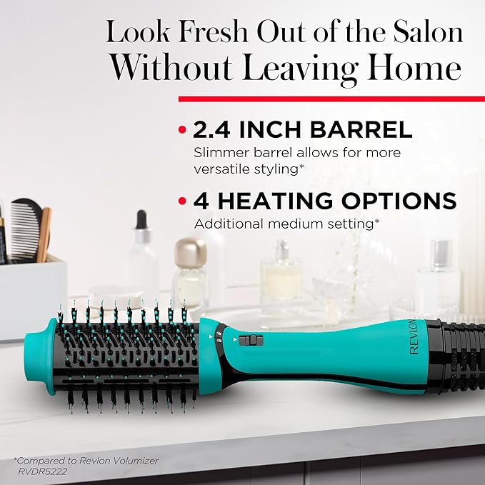 REVLON One Step Volumizer Plus Hair Dryer and Styler | More Volume, Less Damage, and More Styling Control for Easy and Fast Salon-Style Blowouts, Plus Travel Friendly (Teal)