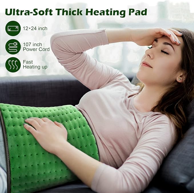 Heating pad for Back Pain Relief, Heating Pads for Neck, Shoulder, Fathers Mothers Day Gifts for Women, Men, Dad, Mom, Auto-Off,Machine Washable, Moist Dry Heat Options, Extra Large 12"x24"