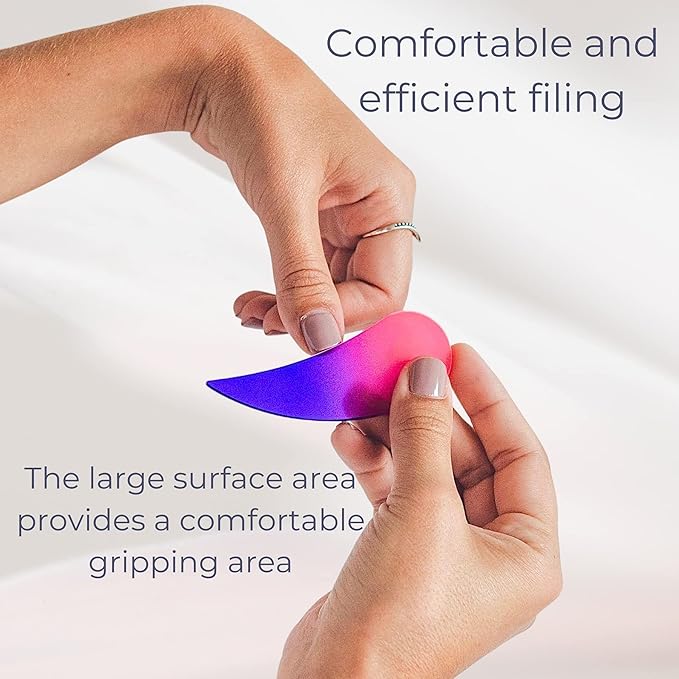 BONA FIDE BEAUTY Drop Ergonomic Glass Nail File Manicure Set - 4-Pieces Comfort Grip Ergofile Czech Glass