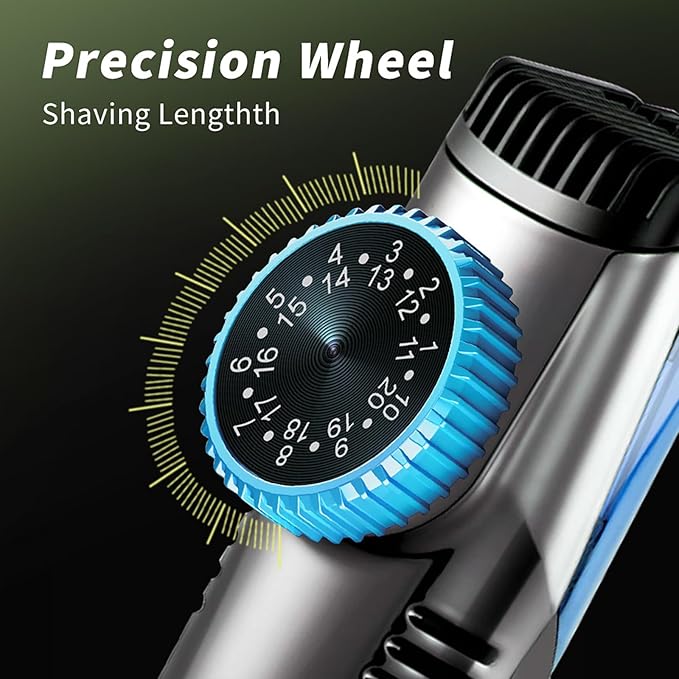 Electric Beard Trimmer for Men, Vacuum Beard Trimmer, 20 Length and Style Settings with Adjustable Length Comb (1-20mm) Mustache Trimmer, Washable, Removable Blades - Blue