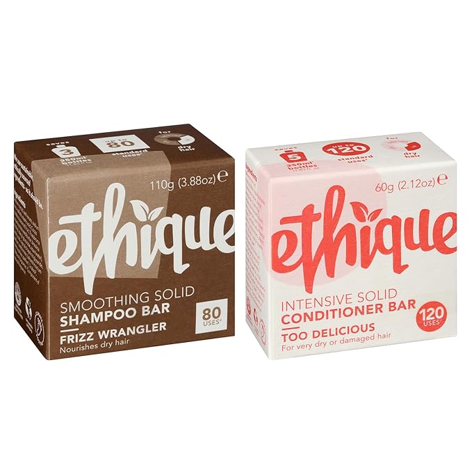 Ethique Smooth Sailing Giftpack- Dry Hair Shampoo & Conditioner Bar Set - Vegan, Eco-Friendly, Plastic-Free, Cruelty-Free, 6 oz (Set of 2)