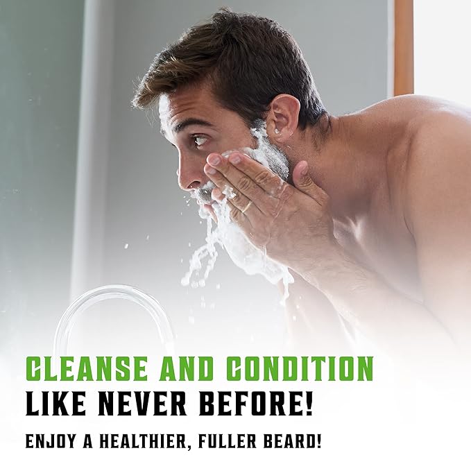 Viking Revolution Beard Care Set with Argan & Jojoba Oils - Softens, Smooths & Nourishes Facial Hair Growth - Peppermint and Eucalyptus Scented Wash & Conditioner (5 oz)