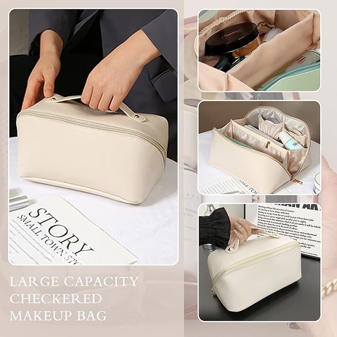 Travel Cosmetic Bag - Multifunctional Makeup Bag for Easy Access, Waterproof, Large-capacity, with Handle and Divider