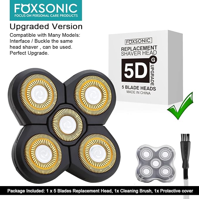 Upgraded 5-Blade Shaver Replacement Heads - Electric Razor Shaver Heads