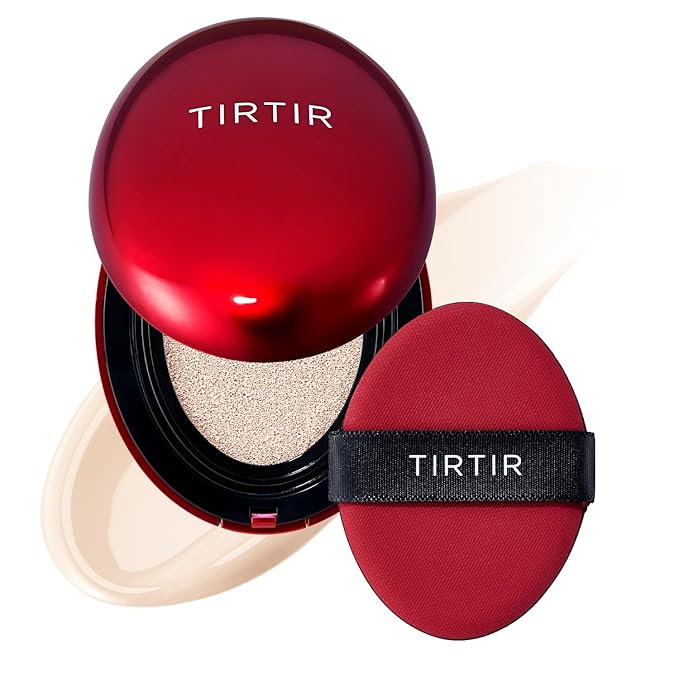 [*Mini Size*] TIRTIR Mask Fit Red Cushion Foundation | Full coverage, Weightless, Skin fit, Satin Glow Finish, Korean Makeup Cushion Foundation (#10C Shell, 0.15 Fl Oz)