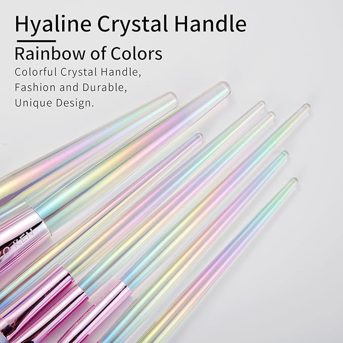 Rainbow Crystal Makeup Brushes Set Professional, Vegan Makeup Brush Set with Case by ENZO KEN, Bedazzled Cosmetic Brushes Makeup Set, Sparkly Make up Brushes Set Professional, Makeup Brush Set Vegan.