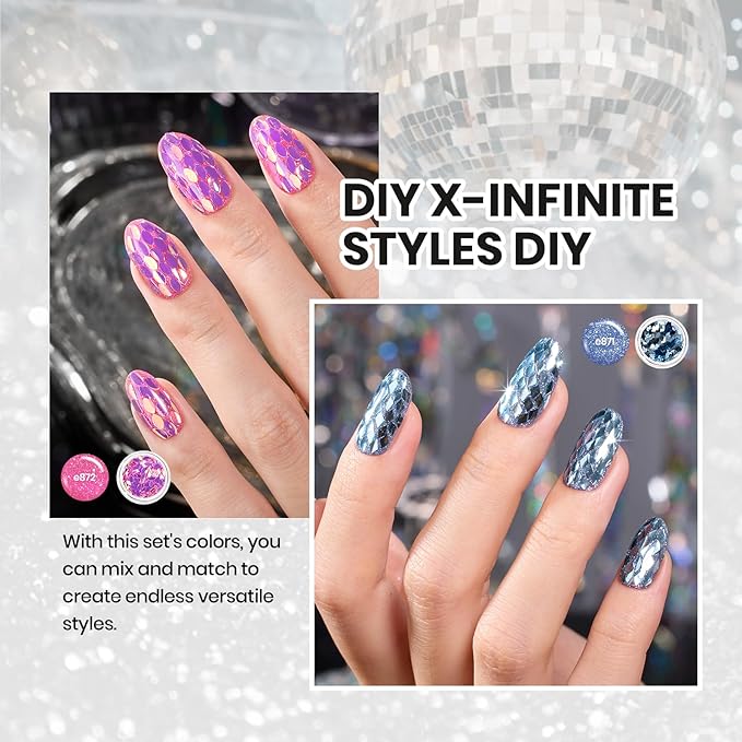 Beetles X DIY Nail, Glitter Pink Blue Silver Gel Nail Polish with Base and Top Coat, Rhinestone Glue, Disco Ball Nails for Party Sparkling Nails Holiday Nails DIY Manicure Gifts for Women Girls