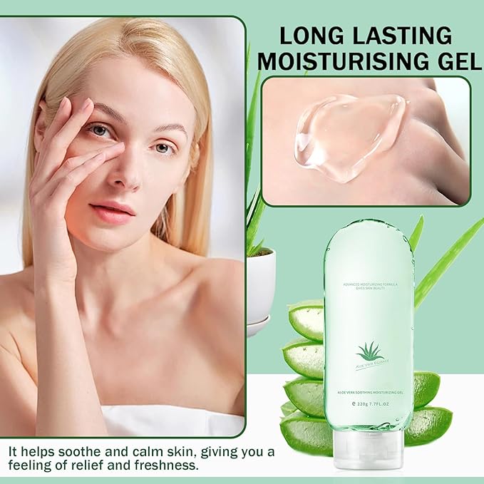 Moisturizing Gel for Face & Body,Non-sticky Gel After Sun Aloe Lotion Skin Care,Fast Absorbing Long Lasting Refreshing Hydrating Face Moisturizer for All Skin Types 03