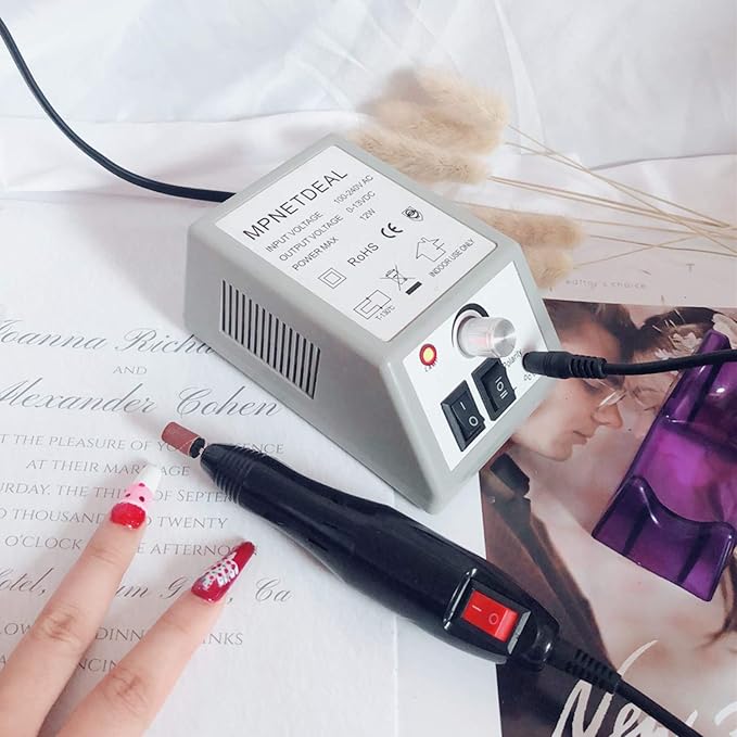 Nail Machine Efile Electric Nail Drill Nail File Kit for Acrylic Nails Poly Gel Nail Art Salon Use or Home use(Gray SetB)