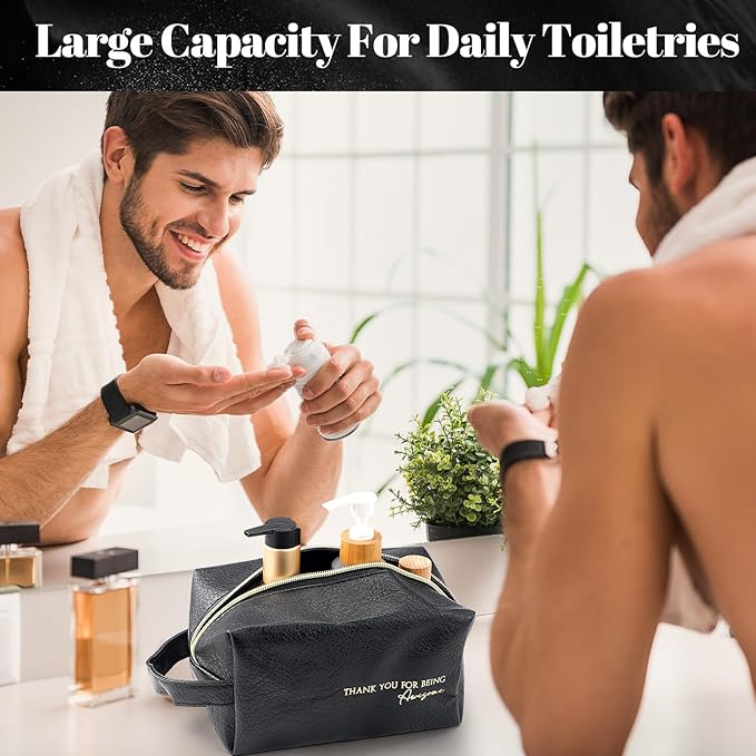 Dandat 3 Pcs Thank You Gift for Men Employee Appreciation Gift Leather Toiletry Bag 12 oz Inspirational Enamel Mug Motivational Keychain May You Be Proud Sign for Coach Men Teacher Male Staff(Black)