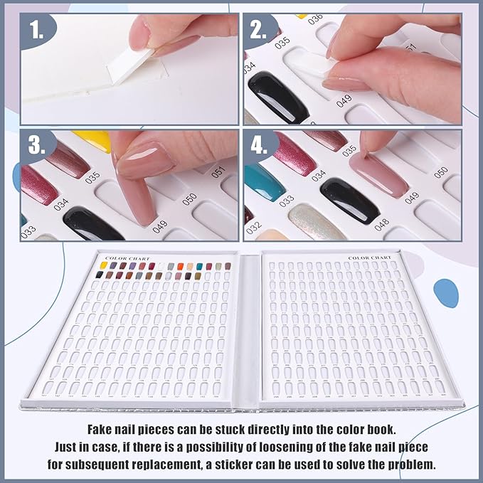 308 Colors Nail Swatches Book with 480 Nail Tips Nail Colors Book Professional Nail Display Chart Nail Gel Polish Practice Display Card Book for Nail Polish UV Gel,Nails Art Design