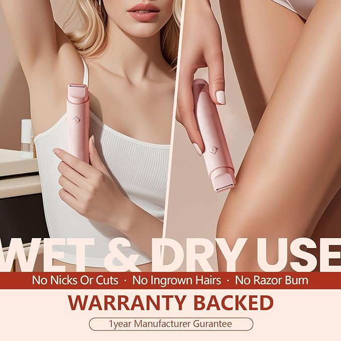 2025 New Electric Bikini Trimmer for Women, 2-in-1 Dual Head Shaver, Womens Electric Razor (Pink)