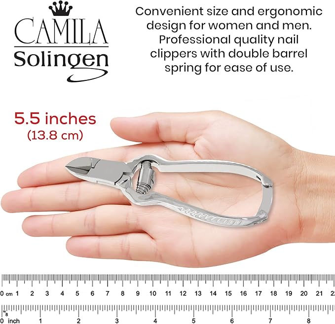 CS13 Large Heavy Duty Toe Nail Clipper for Thick Nails, Manicure and Pedicure & CS19 Large Professional Sapphire Metal Nail File for Fingernail and Toenail, Made in Solingen, Germany