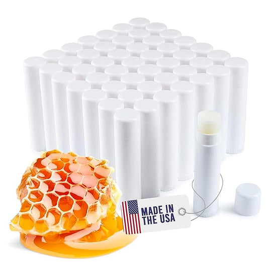 Lip Balm Bulk Unlabeled - Made in USA 50 Pack Honey Bulk Chapstick - Natural Ingredients Vitamin E Shea Butter - Custom Chapstick Bulk For Party & Wedding Favors