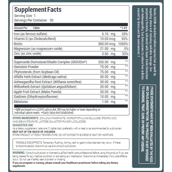 Revita.SOD Hair Growth Supplement by DS Laboratories - Experience Fuller, Thicker, Stronger Hair, Combat Hair Loss and Hair Thinning Caused by Stress, Reduce Hair Thinning, Balding, and Hair Shedding (30 Day Supply)
