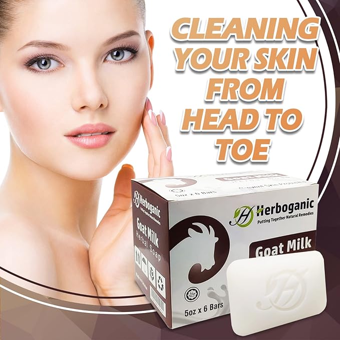 Goat Milk Herbal Soap | Pack of 6 of 5oz soap Bar | Ideal for Men and Women, Soothing and Nourishing Soap for Moisturization