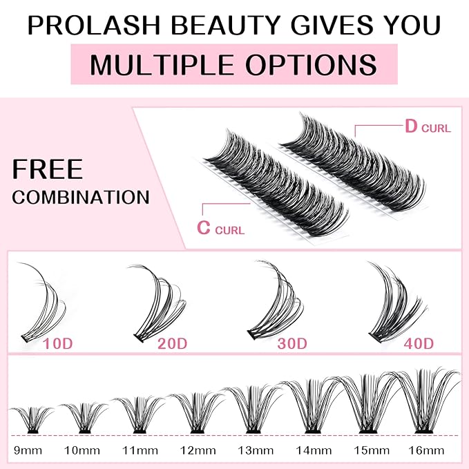 280 Pcs Individual Lashes 40D-C-0.07-10 Cluster Lashes C D Curl Wispy Lashes Bottom Lashes DIY Lashes At Home（40D-C-0.07-10）