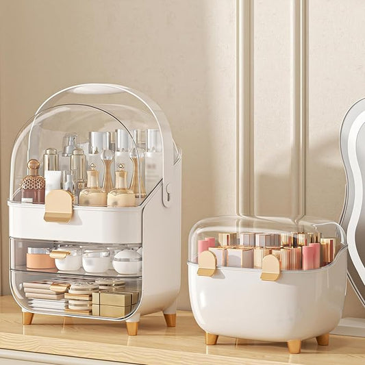 Makeup Organizer, Skincare Holder Bathroom Counter Organizer, Storage Box Cosmetic Display Cases, Teen Girl Gifts Trendy Stuff Make up Organizers for Vanity, Dresser, Countertop (Rose Gold)