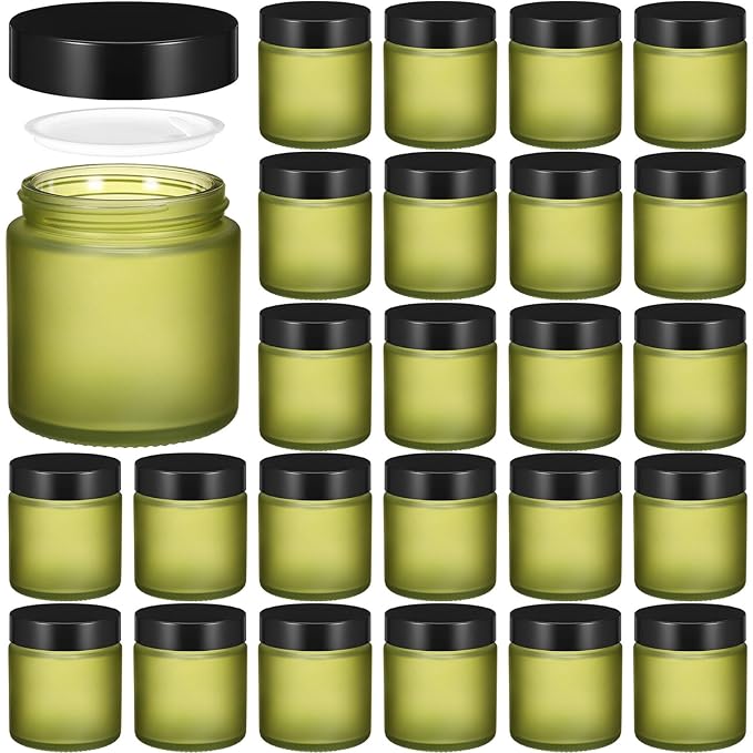 Norme 36 Pcs 4 oz Glass Jars with Lids Leakproof Round Airtight Empty Cosmetic Jars with Inner Liners Lid for Storing Lotions Powder Ointments Candle Making (Pea Green)