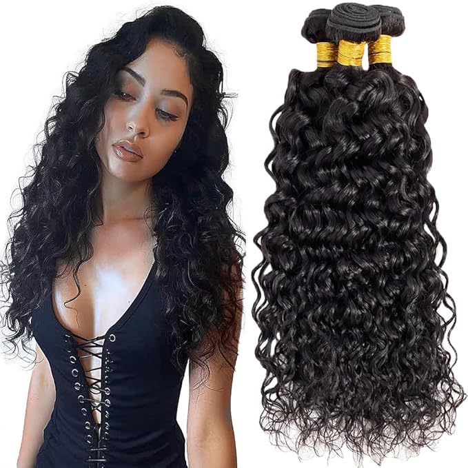 Curly Hair Bundles #1B Natural Color Curly Weave Bundles Brazilian Human Hair Weave Extensions Wet and Wavy Soft Silky for Black Women 14 16 18 Inch