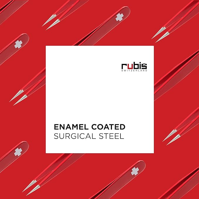 Rubis Swiss Cross Stainless Steel Pointed Tweezers for Precise Eyebrows and Hair Removal, 1K001,Rubis Switzerland Swiss Made World Renowned Precision