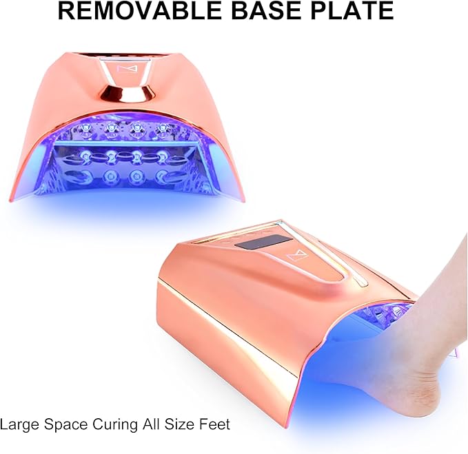 M - Crystal Cure 128W UV/LED Nail Lamp | Fast Curing with 45 Powerful LEDs | Cordless, Rechargeable, Auto Sensor |Gift Mom Professional Gel Nail Dryer for Manicures & Pedicures (Rose Gold)