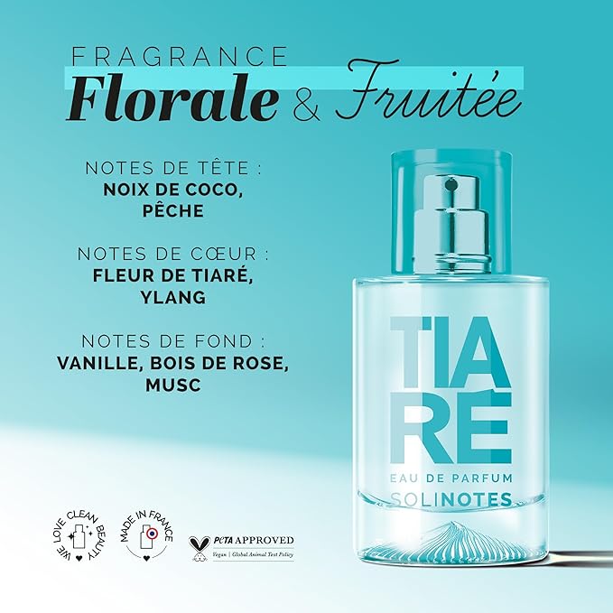 SOLINOTES Tiaré Perfume for Women - Eau De Parfum | Delicate Floral and Soothing Scent - Made in France - Vegan - 1.7 fl.oz