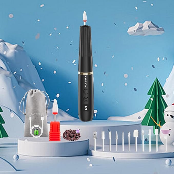 Professional Nail Drill Kit ; Portable Electric Nail File Set for Acrylic Gel Nails, Nail Filer Electric for Beginners and Professionals Manicure and Pedicure Set (Black)