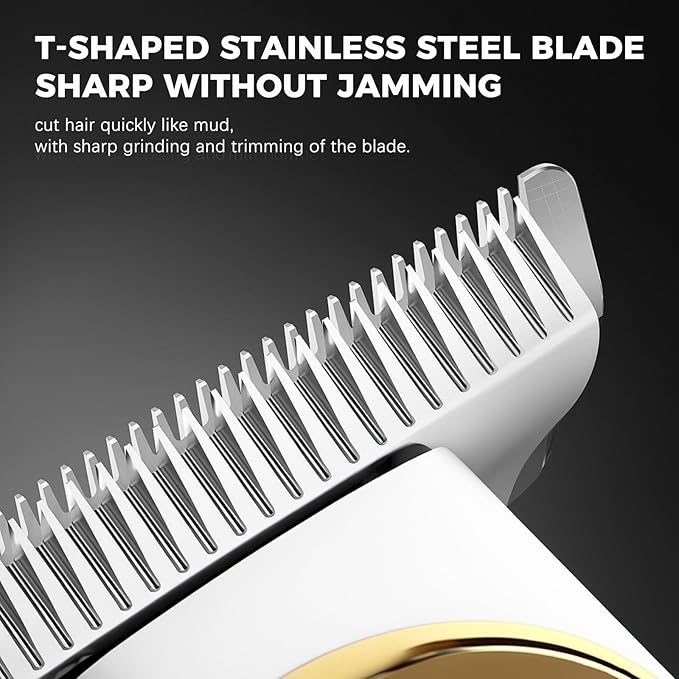 ENSSU Hair Trimmer for Men, Beard Trimmer for Men Professional with Zero-Gapped Steel T-Blade, LED Display, Barber Trimmer for Hair Cutting, Body Grooming