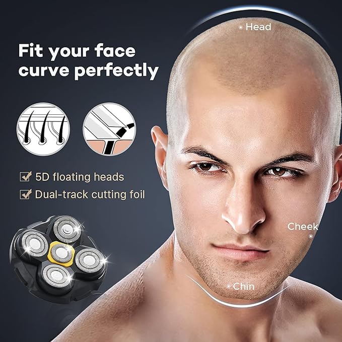 Shaver Replacement Heads Compatible with Microtouch Titanium Head Shaver, for Bald Men 4 Pack