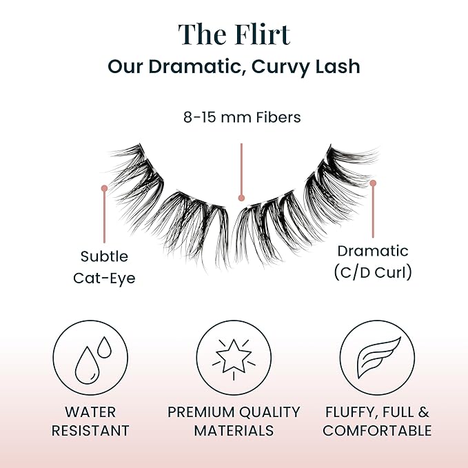 FlutterHabit Flirt Ready Set Starter Kit, DIY Eyelash Extensions, Lash Clusters for Women, Professional Quality At Home Eyelash Extension Kit, Natural False Lashes, 3 Lash Sets, Lash Glue Included