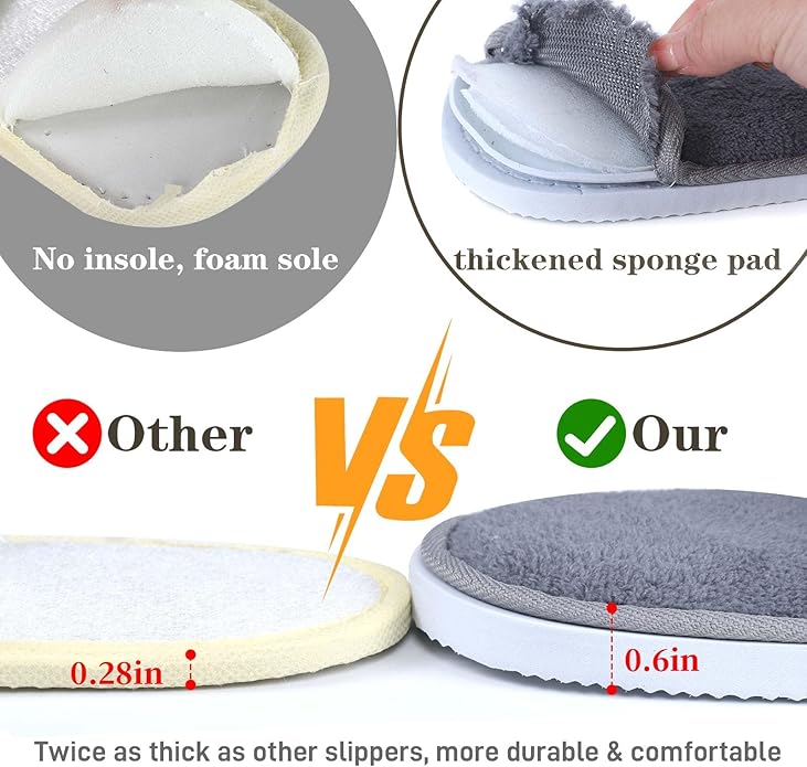 Disposable Slippers 8 Pairs Non Slip Spa Slippers Washable Reusable Hotel Slipper Super Comfort Soft Coral Fleece Bulk Closed Toe House Slippers for Guests Women Men Home Indoor Party Travel