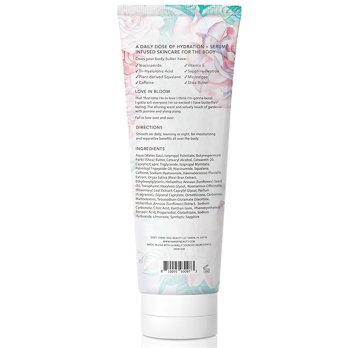 Nakery Body Butter Anti Aging Moisturizer - Body Cream Skin Tightening Cream & Neck Firming Cream, Moisturizing Cream & Neck Tightening Cream for Body & Face Cream for Dry Skin 300ml (Love in Bloom)