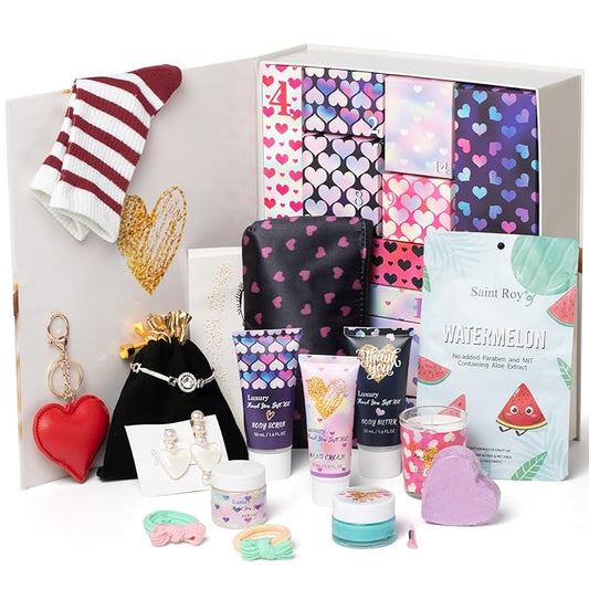 Mother's Day Gifts Surprise Advent Calendar Bath Box Spa Gift, 15 Days of Individually Boxed bath gift, Bath Spa Gifts Shower Skincare Kit, Spa Gift Set for Women