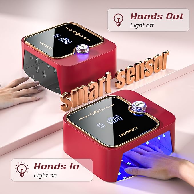 268W UV Nail Lamp Cordless, Rechargeable UV Light for Gel Nails with Convenient Knob & Full LCD Display Screen, Portable LED Nail Lamp, Professional Nail Dryer for Nail Salon & Home Use