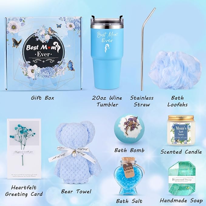 Mothers Day Gifts for Mom, Unique Birthday Gift for Mom, Gifts for Mom from Daughter Son, Mom Christmas Gifts, Best Mom Gifts, Presents for Mom, Mom Gifts, Relaxing Spa Bath Set for Mama 20oz Tumbler