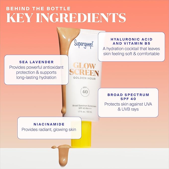 Supergoop! Glowscreen SPF 40, Sunset (Deep Bronze Glow) - 1.7 fl oz - Glowy Primer + Broad Spectrum Tinted Sunscreen - Helps Filter Blue Light - Hydration - Hyaluronic Acid & Vitamin B5