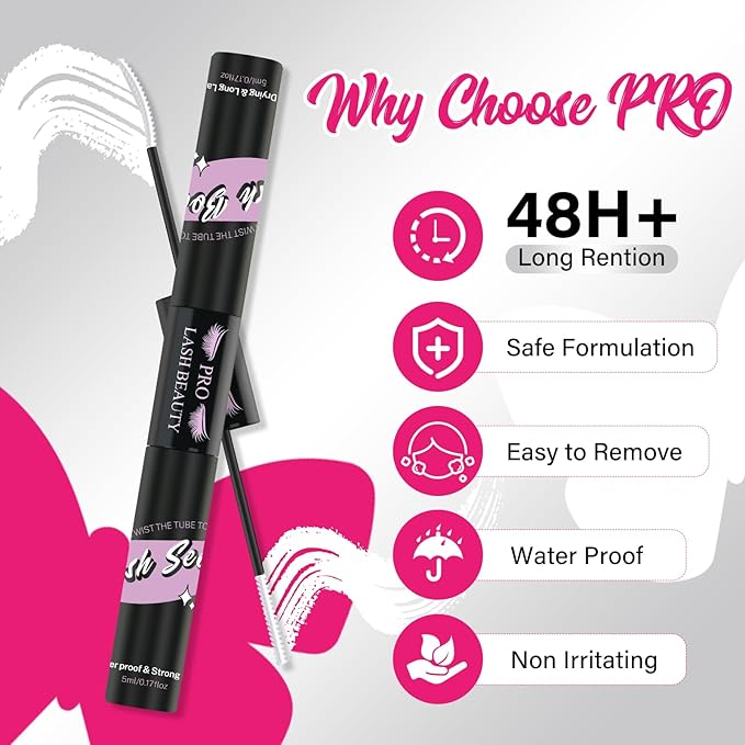 Lash Bond and Seal Cluster Lash Glue & Seal Waterproof Cluster Lash Glue for DIY Eyelash Extensions Waterproof Strong Hold (10ml, Clear Bond & Seal)