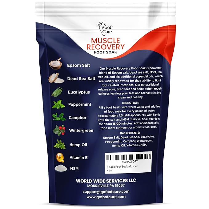 Muscle Relief Foot Soak with Epsom Salts & Tea Tree Oil Foot Balm - Moisturizing Athletes Foot Care Balm for Dry Cracked Feet