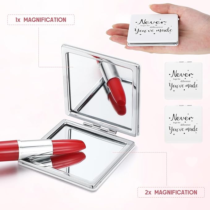 Qunclay 12 Pcs Employee Inspirational Compact Mirrors Bulk Appreciation Purse Portable Square Pocket Mirrors Thank You Gifts for Mother's Day Women Teachers Volunteer Nurse