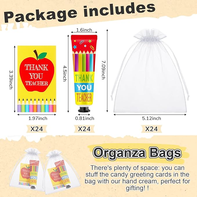 24 Sets Baby Shower Hand Cream Bulk Shower Teacher Gifts Favors Bridal Thank You Appreciation Hand Cream for Guests Travel Size Lotion with Organza Bags