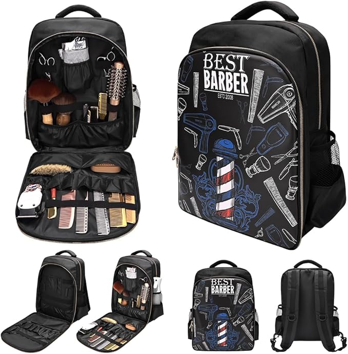 CGBARBER Barber Supplies Bag Organizer for Clippers and Supplies, Portable Hairstylist Clipper Backpack Travel Barber Shop Tools Bag