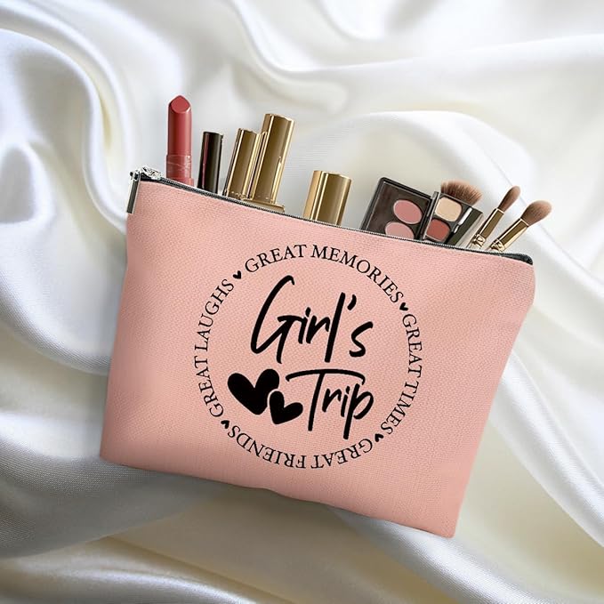 6Pcs Girls Trip Gifts Favors, Girls Weekend Gifts Makeup Bag, Bestie Gifts Weekend Bag Vacation 2025 Cosmetic Bag, Friendship Gifts for Women Bestie Friend, Graduation Wedding Gifts Toiletry Bag
